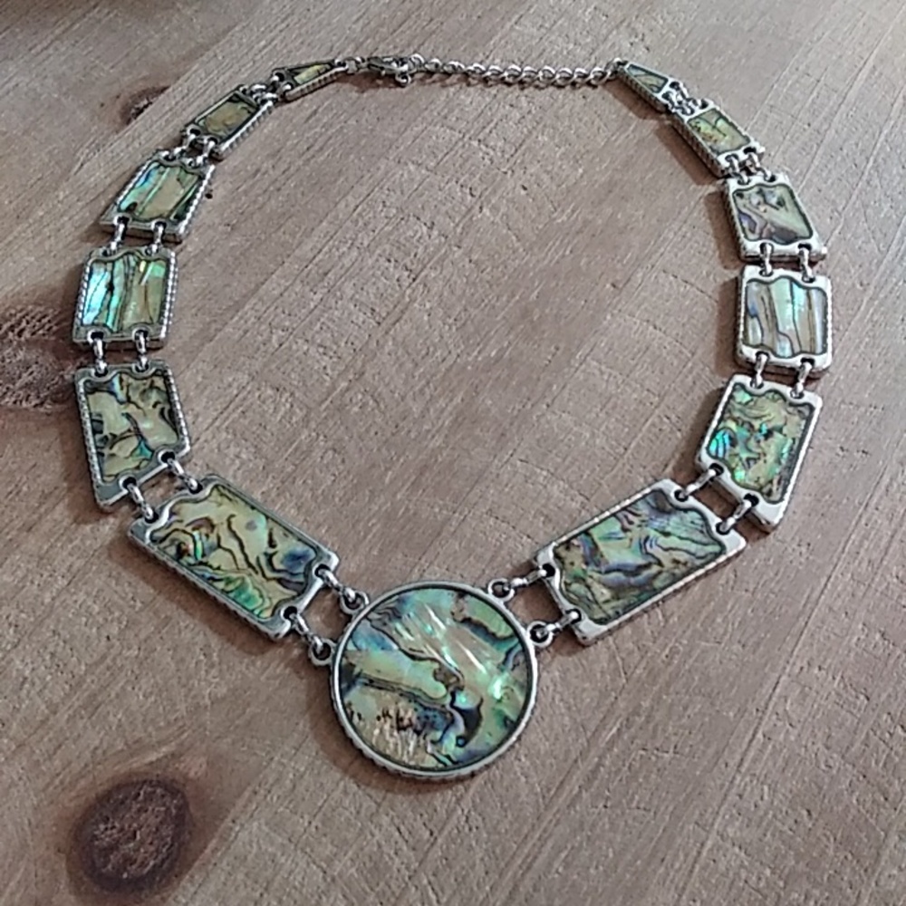 Silver Multi Colored Asymmetrical Stament Necklace - Picture 6 of 17